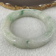 Type A Light Green with Blueish Green Piao Hua Jadeite Carved Floral FU and Ruyi Blessing Bangle 87.62g Internal Diameter 55.7mm 13.0 by 12.7mm (Internal Line) - Huangs Jadeite and Jewelry Pte Ltd