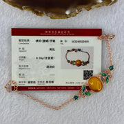 Natural Butterscotch Amber Beads Silver Rose Gold Color Butterfly Bracelet 6.04g 15.7 by 11.8 by 4.5mm - Huangs Jadeite and Jewelry Pte Ltd