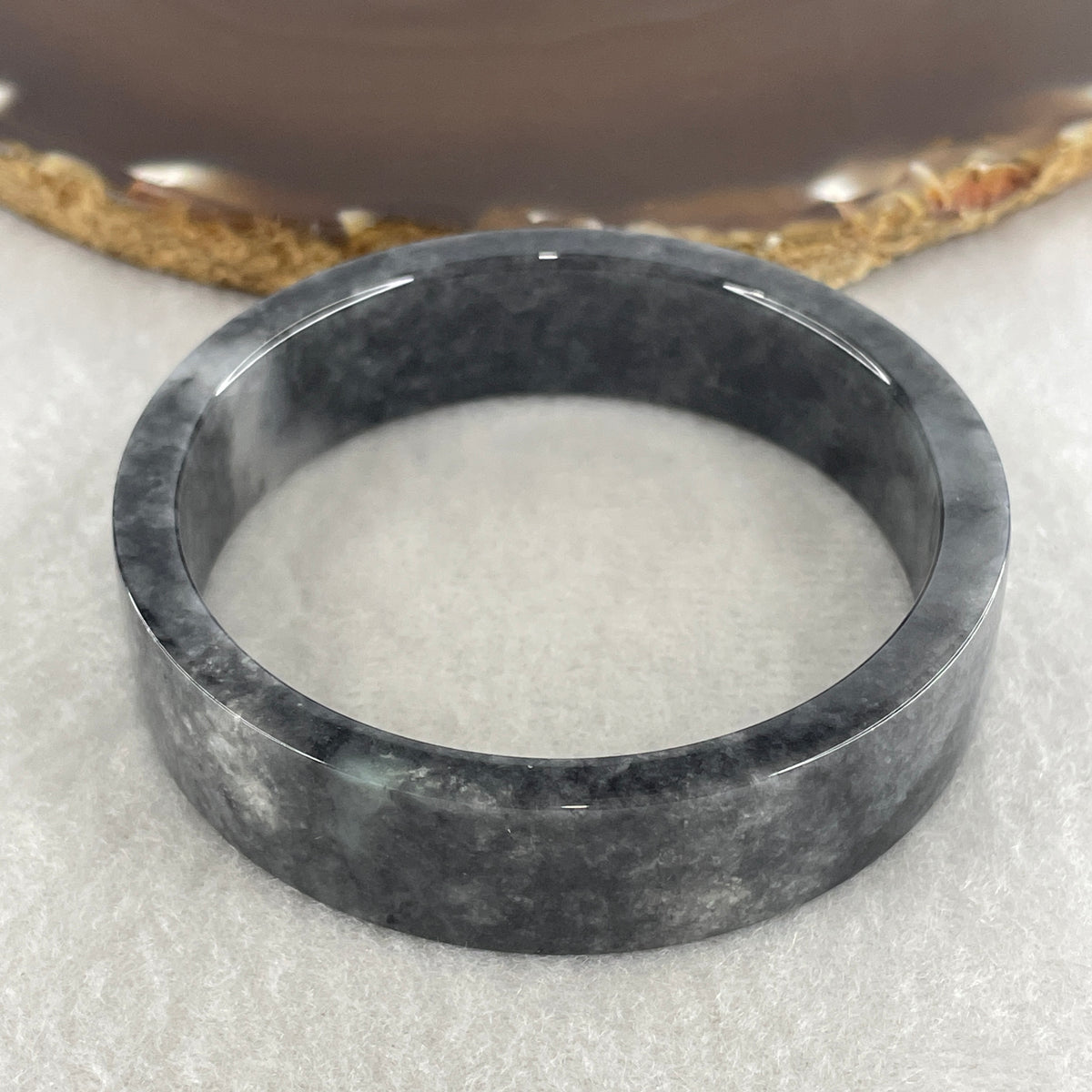 Natural Type A Wuji Grey Jadeite Bangle | (45.99g | 54.2mm ID | 14.7 x 5.2mm | Very Slight Internal Line | Supreme Psychic Shield & Yin-Yang Balance Anchor, Protection & Minimalist Bangle) - Huangs Jadeite and Jewelry Pte Ltd