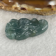 Natural Type A Blueish Green Jadeite 9 Tail Fox Pendant 4.65g 27.6 by 15.3 by 6.0mm - Huangs Jadeite and Jewelry Pte Ltd