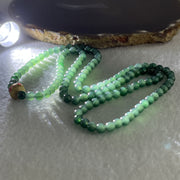 Certified Natural Type A Semi icy Blueish Green Jadeite Beads Necklace 29.75g 58cm 5.2mm 122 Beads - Huangs Jadeite and Jewelry Pte Ltd