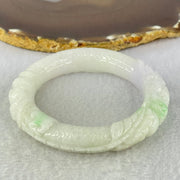 Type A Faint Green Lavender Jadeite Carved Ruyi Bangle Internal Diameter 56.0mm 86.81g 18.0 by 9.5mm (Internal Lines) - Huangs Jadeite and Jewelry Pte Ltd