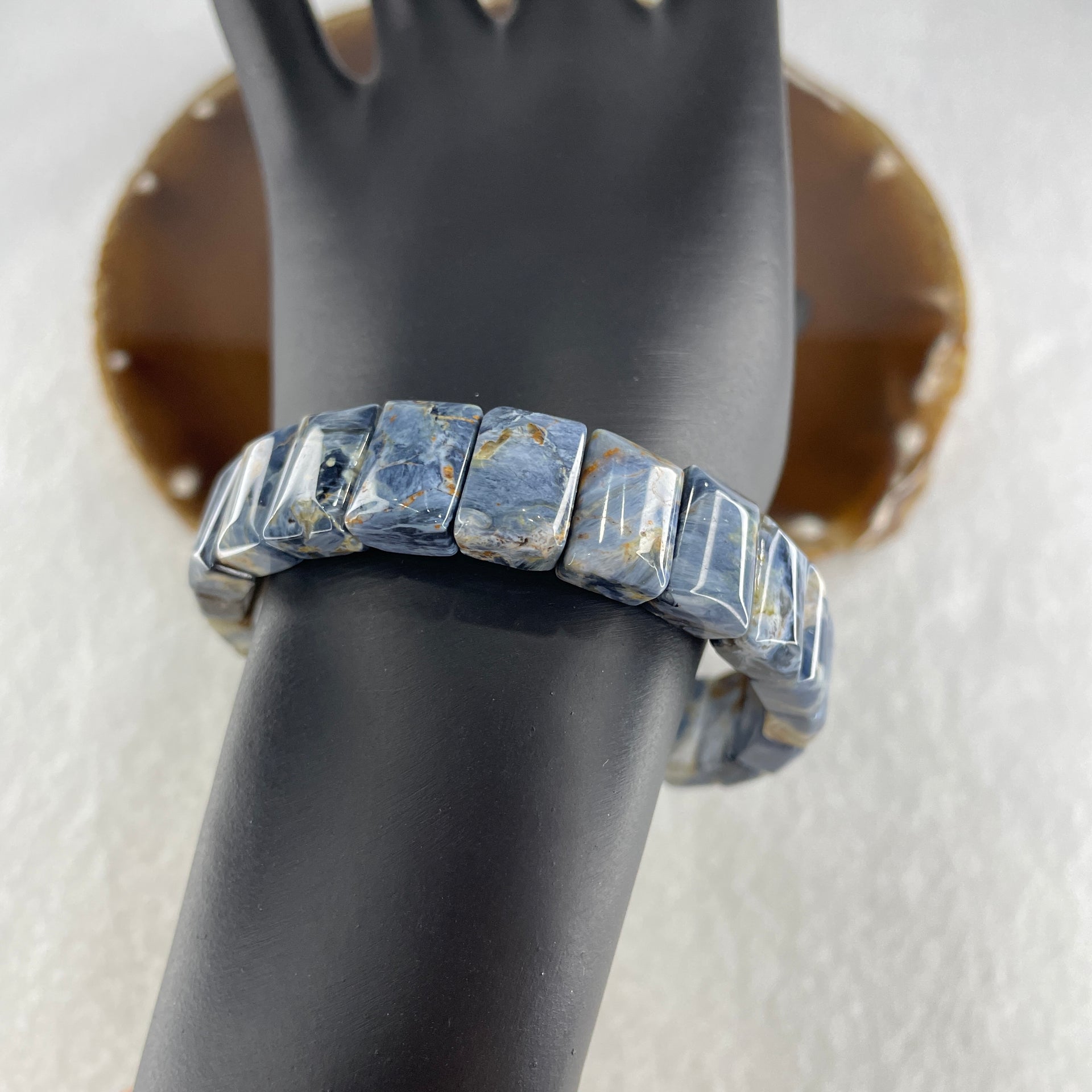 Good Grade Natural Pietersite Shou Pai Bracelet 29.12g 17cm 13.2mm 22 Pcs - Huangs Jadeite and Jewelry Pte Ltd