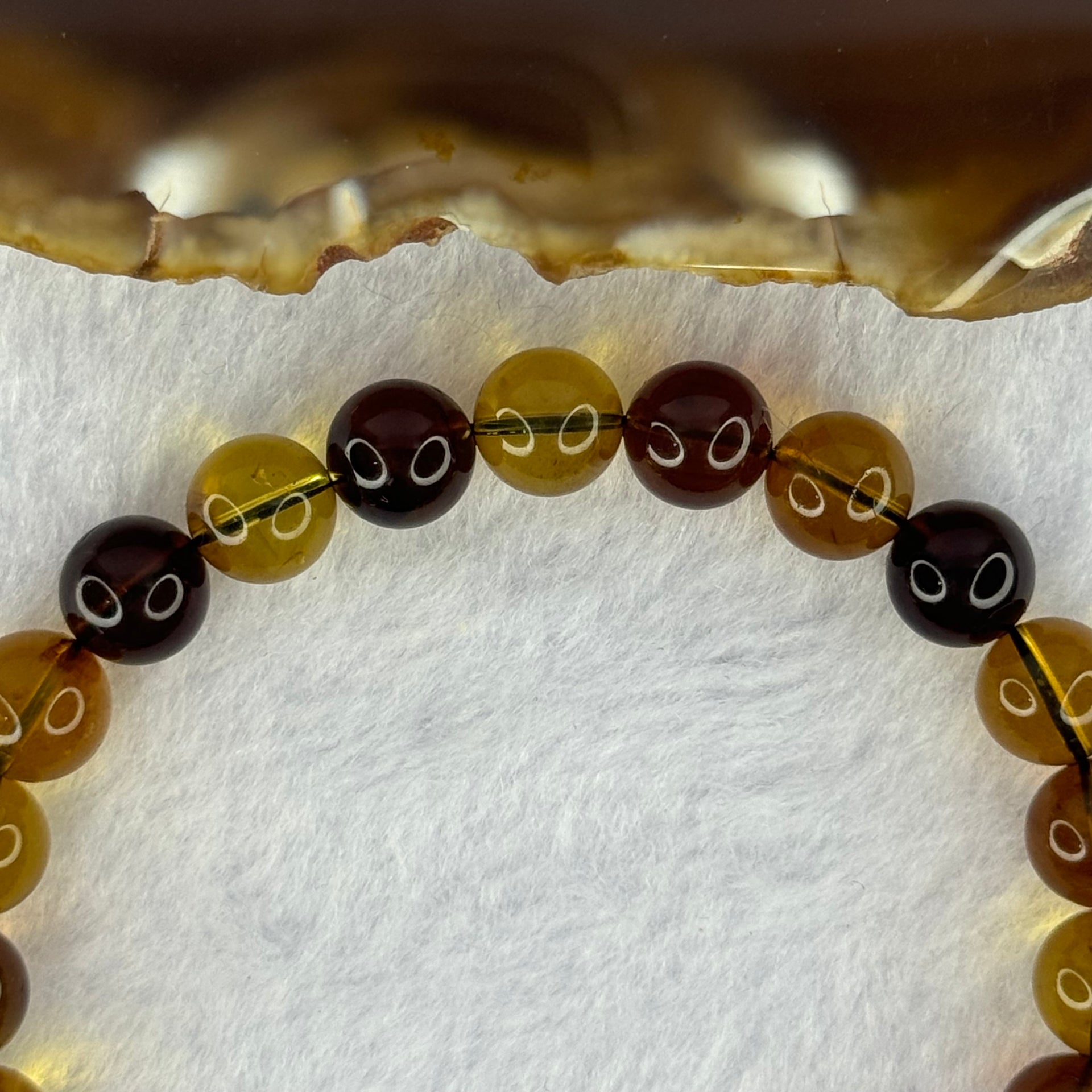 Natural Mixed Color Amber Beads Bracelet 6.49g 15.5cm 8.1mm 23 Beads - Huangs Jadeite and Jewelry Pte Ltd