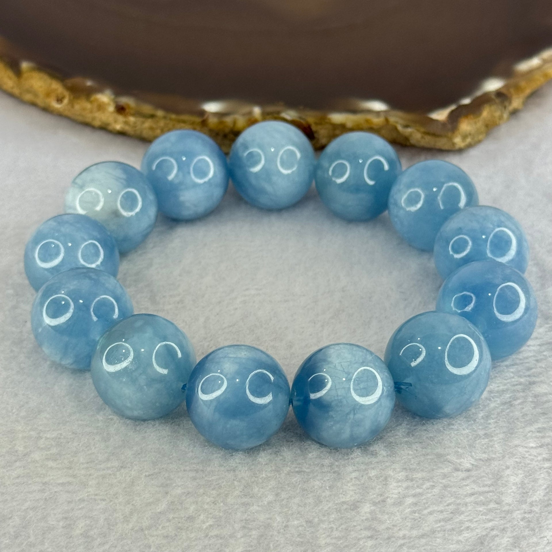 Natural Aquamarine Beads Bracelet 93.37g 19cm 17.5mm 13 Beads - Huangs Jadeite and Jewelry Pte Ltd