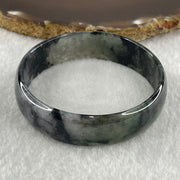 Type A Natural Semi Icy Wuji Grey Black Jadeite Bangle 27.65g Inner Diameter 53.3mm 14.3 by 3.9mm (Close to Perfect) - Huangs Jadeite and Jewelry Pte Ltd