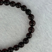 Natural Dark Red Blood Amber Beads Bracelet 天然血珀手链 5.68g 16cm 6.3mm 28 Beads - Huangs Jadeite and Jewelry Pte Ltd