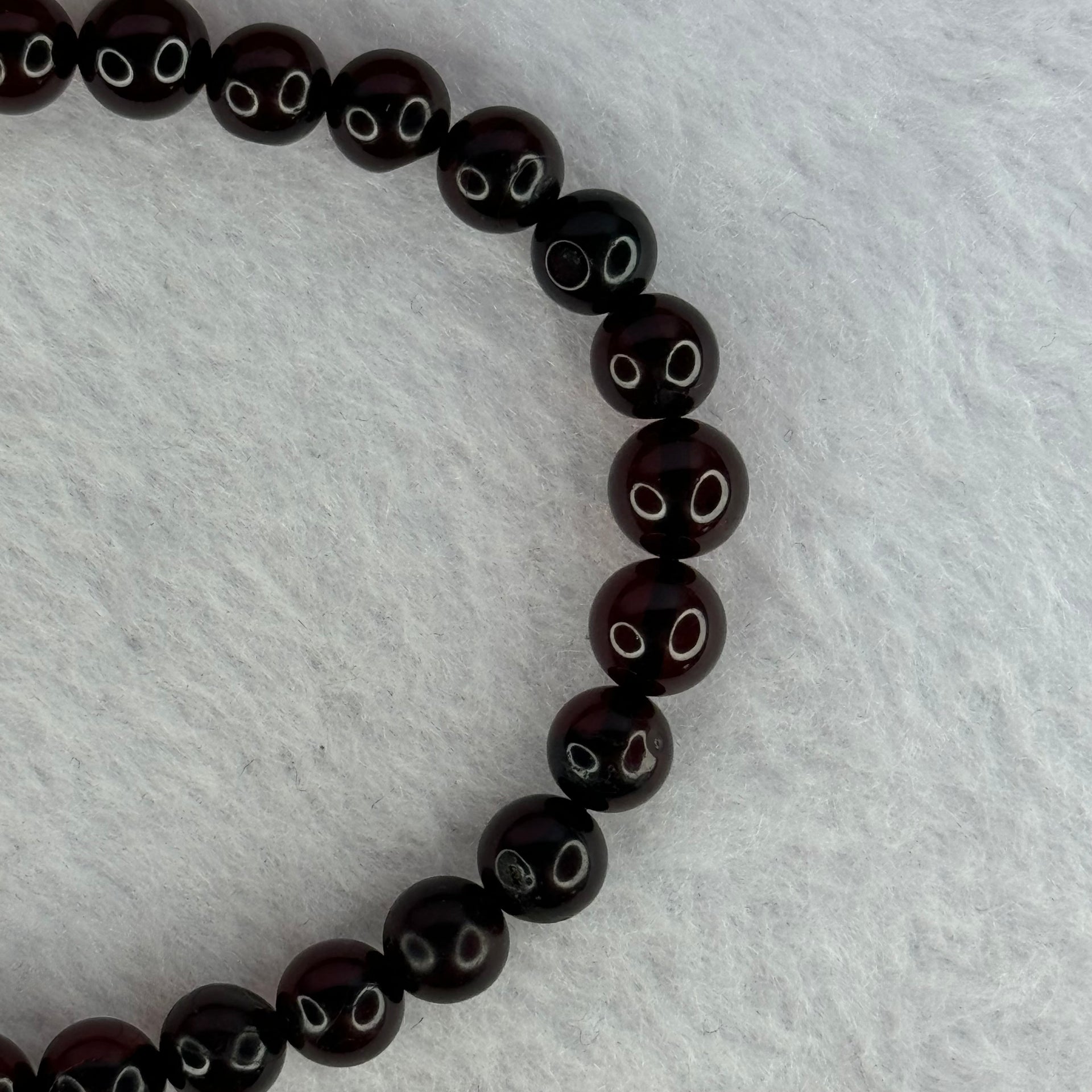 Natural Dark Red Blood Amber Beads Bracelet 天然血珀手链 5.68g 16cm 6.3mm 28 Beads - Huangs Jadeite and Jewelry Pte Ltd