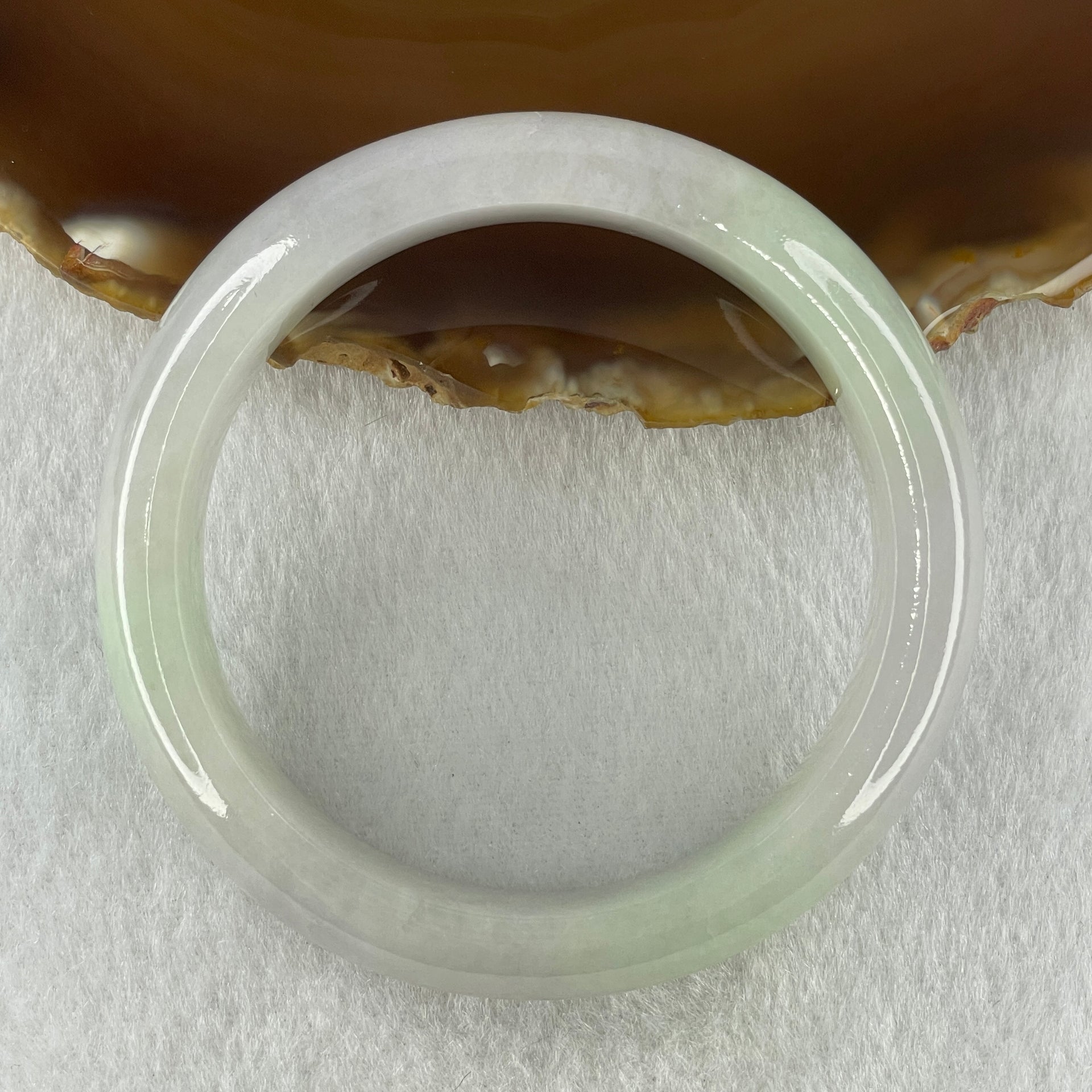 Natural Type A Jelly Light Lavender Light Green Jadeite Bangle 57.44g Inner Diameter 52.8mm 13.9 by 8.4mm (Slight External Line) - Huangs Jadeite and Jewelry Pte Ltd