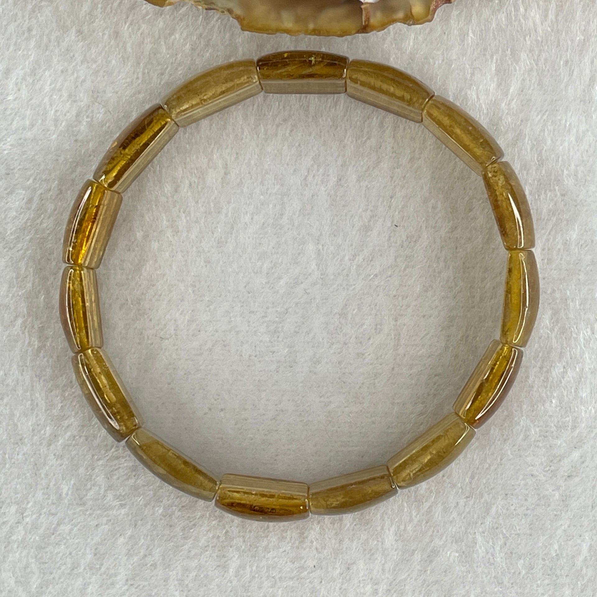 Natural Yellow Tourmaline Crystal Barrel Bracelet 15.90g 15cm 9.2 by 12.4 by 4.8mm 15Beads - Huangs Jadeite and Jewelry Pte Ltd