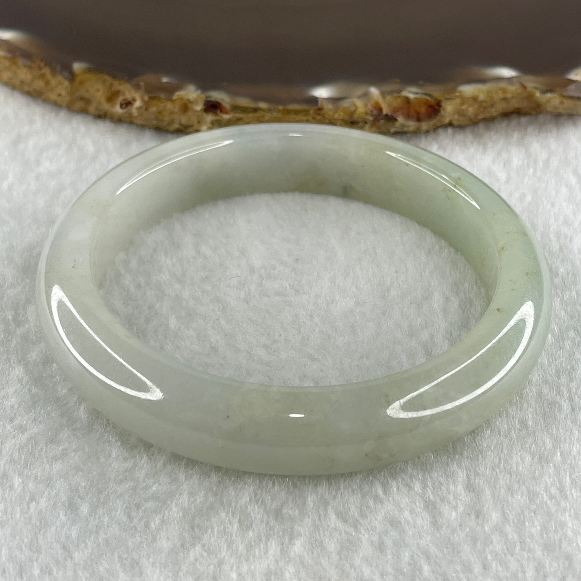 Type A Natural Light Green with Brown Spots Jadeite Bangle 53.14g Inner Diameter 57.0mm 11.6 by 9.1mm (Close to Perfect) - Huangs Jadeite and Jewelry Pte Ltd