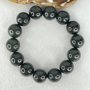 Natural Dark Green Nephrite Beads Bracelet 72.84g 17cm 14mm - Huangs Jadeite and Jewelry Pte Ltd