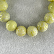 Natural Green Serpentine Jade Beads Bracelet 天然黄山玉手链 54.12g 15cm 14.1mm 14 Beads - Huangs Jadeite and Jewelry Pte Ltd