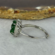 Type A Icy Green Omphasite Jadeite Gold Fish with Crystals in S925 Sliver Ring (Adjustable Size) 2.55g 10.7 by 7.1 by 3.0mm - Huangs Jadeite and Jewelry Pte Ltd