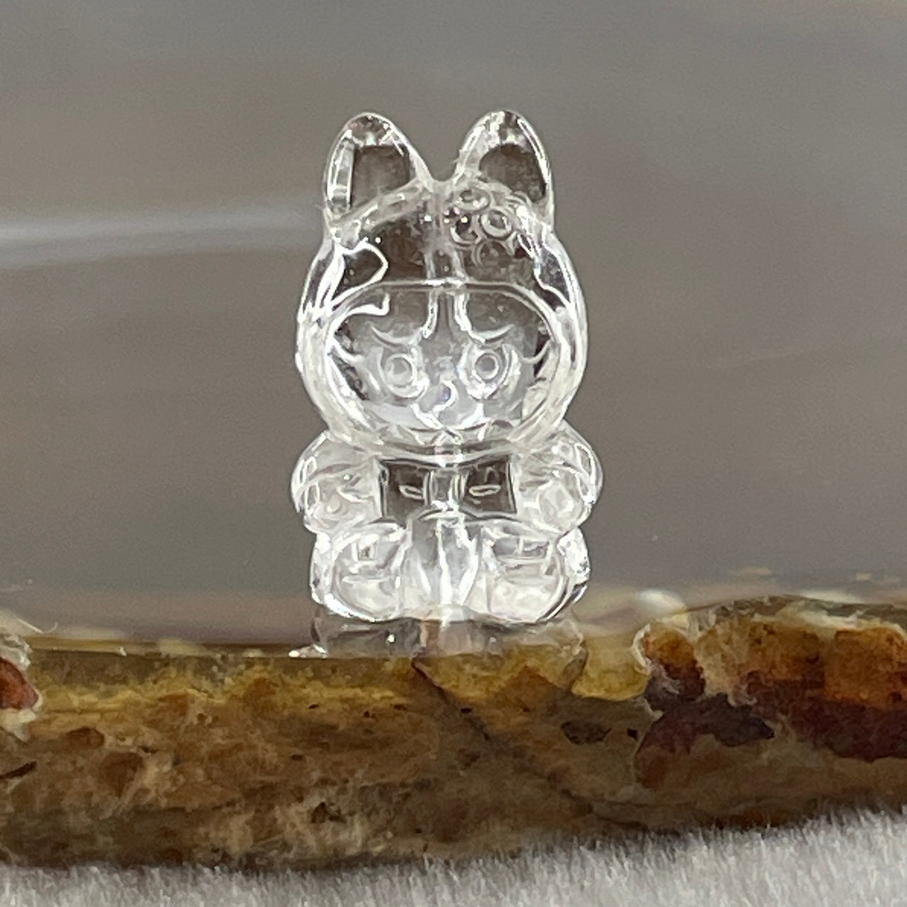 Natural Clear Quartz Labubu Charm Display 3.08g 19.2 by 1.9 by 10.4mm - Huangs Jadeite and Jewelry Pte Ltd