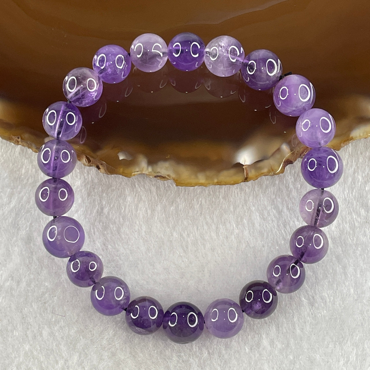 Natural Amethyst Quartz Beads Bracelet 17.90g 15cm 8.9mm 22 Beads - Huangs Jadeite and Jewelry Pte Ltd
