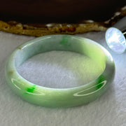 Type A Light Green with Bright Green Patches and Lavender Jadeite Bangle 54.16g Internal Diameter 58.4mm 12.6 by 7.9mm (Very Slight External Rough) - Huangs Jadeite and Jewelry Pte Ltd