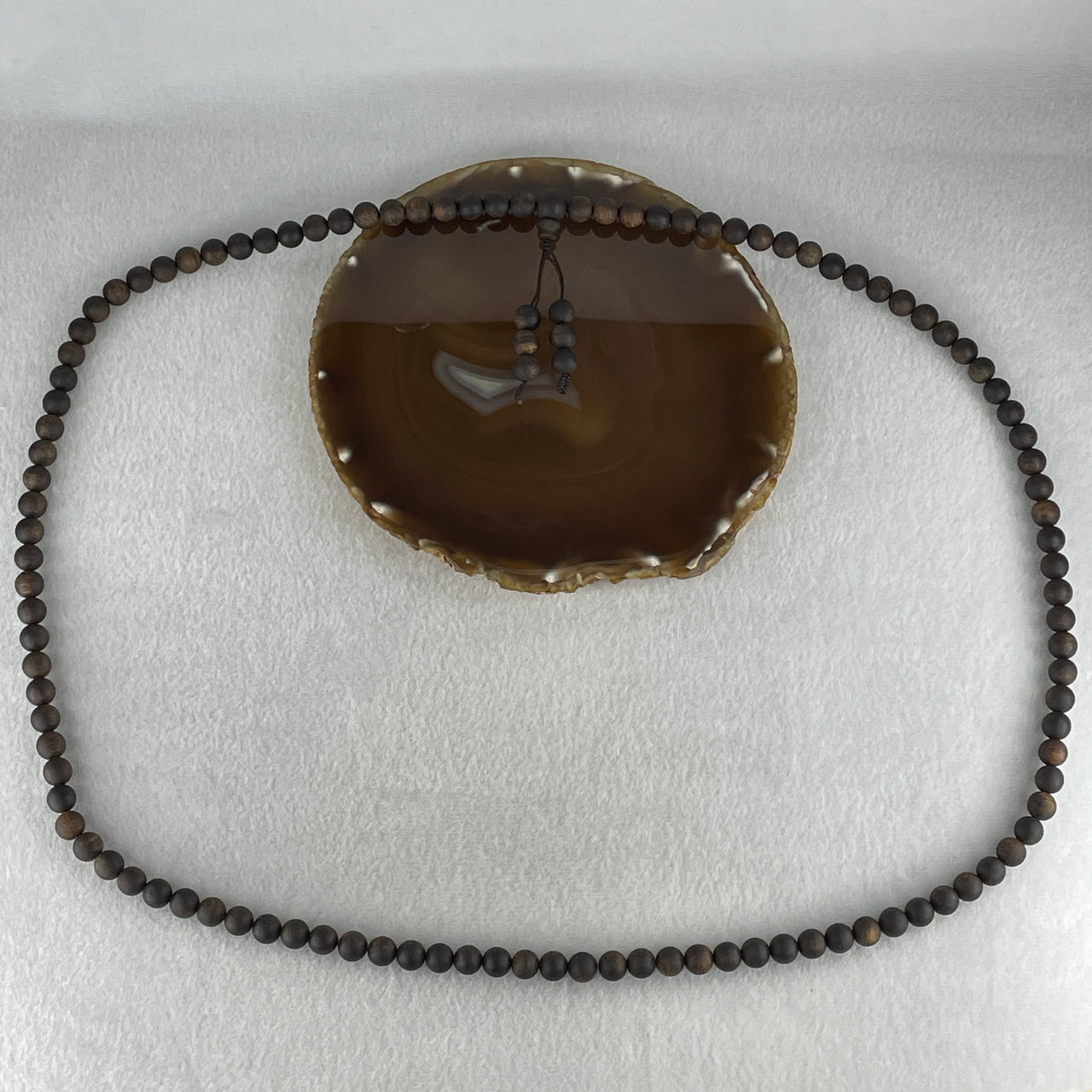 Certified Good Grade Natural Vietnam Agarwood Beads Necklace 46.93g 94cm 8.9mm 109 Beads