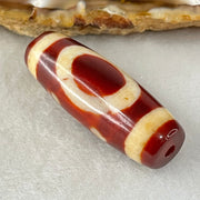 Natural Powerful Tibetan Old Oily Red White Agate One Eye Water Element Dzi Bead Heavenly Master (Tian Zhu) 一眼水元素天珠 10.77g 37.6 by 13.5mm - Huangs Jadeite and Jewelry Pte Ltd