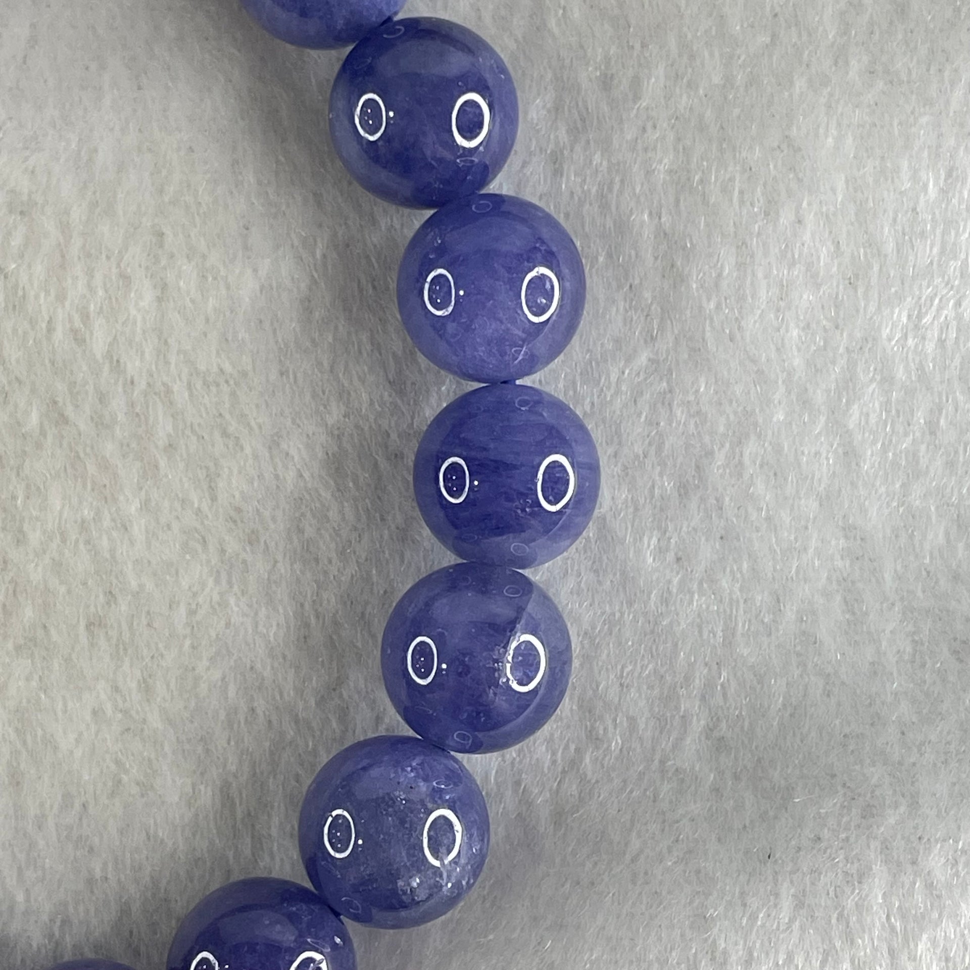 Good Grade Natural Blue Tanzanite Beads Bracelet 39.53g 16.5cm 10.8mm 19 Beads - Huangs Jadeite and Jewelry Pte Ltd