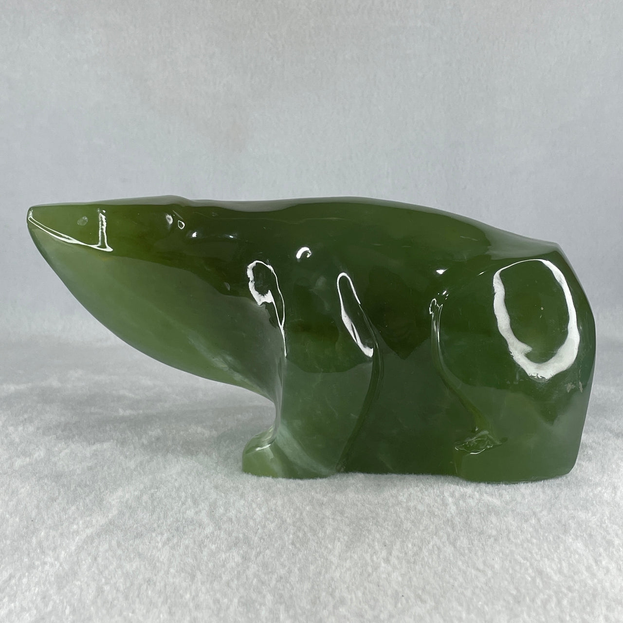 Natural Dark Green Serpentine Polar Bear Display 1991.7g 195.0 by 87.1 by 95.0mm - Huangs Jadeite and Jewelry Pte Ltd