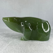 Natural Dark Green Serpentine Polar Bear Display 1991.7g 195.0 by 87.1 by 95.0mm - Huangs Jadeite and Jewelry Pte Ltd