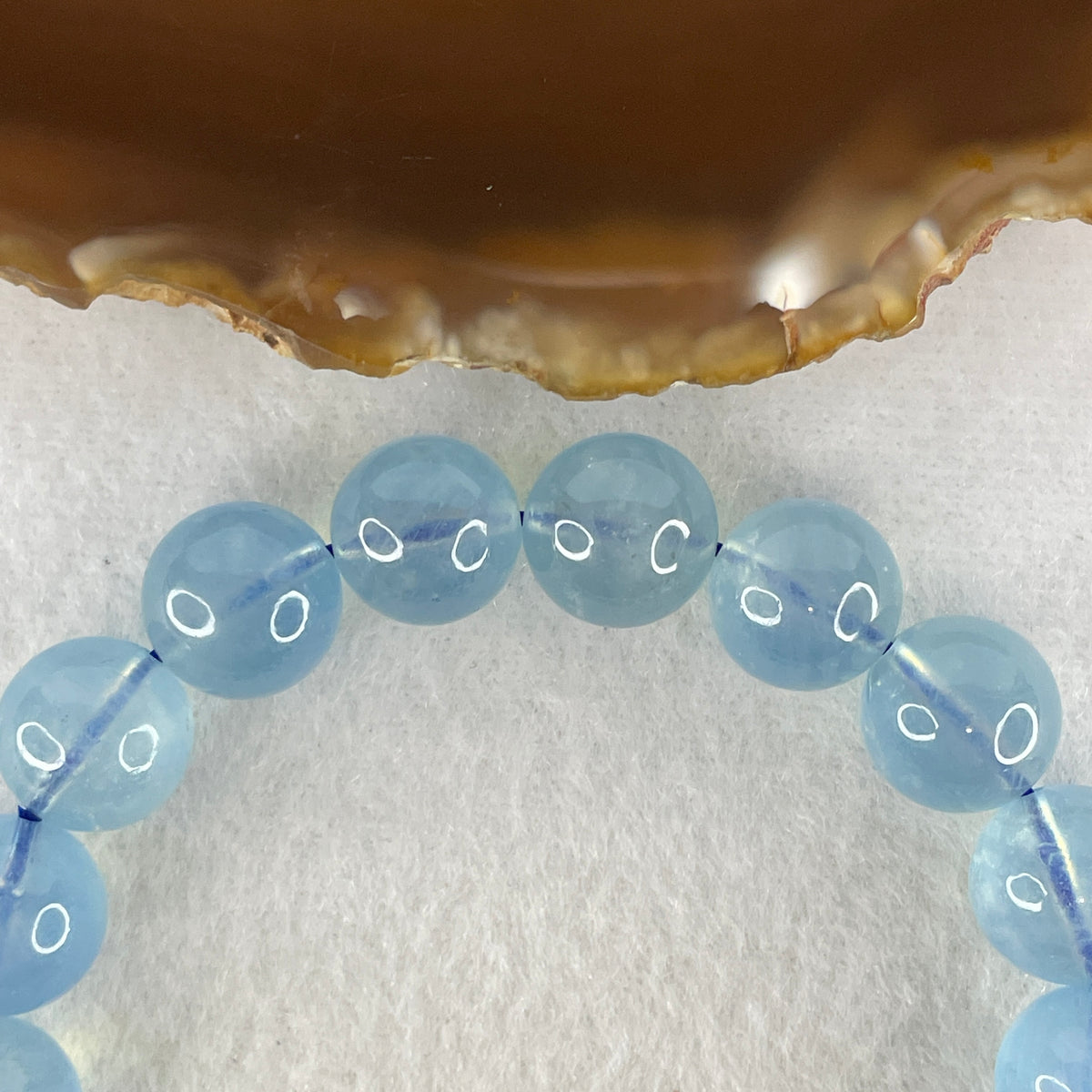 Certified Above Average Natural Aquamarine Beads Bracelet | 16.5cm with 17 Beads 12.2mm (42.54g | Ocean Blue Translucency | Throat & Third Eye Chakra Harmony, Tranquil Communication & Serene Wealth Shield)