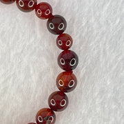 Natural Blood Red Amber Beads Bracelet 4.78g 14.5cm 7.3mm 25 Beads - Huangs Jadeite and Jewelry Pte Ltd