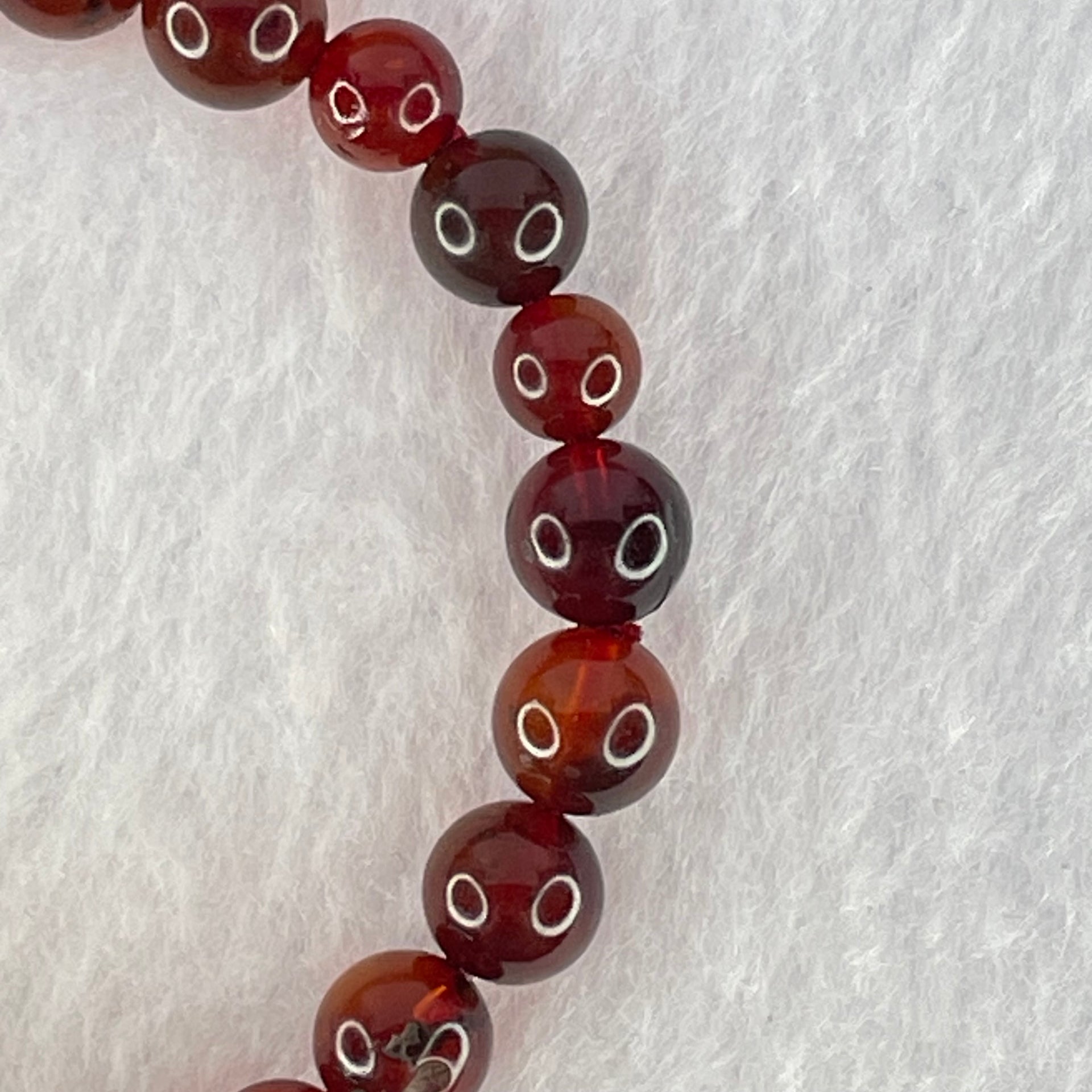 Natural Blood Red Amber Beads Bracelet 4.78g 14.5cm 7.3mm 25 Beads - Huangs Jadeite and Jewelry Pte Ltd