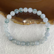 Natural Type A Semi Icy Lavender with Blueish Green Piao Hua Jadeite Beads Bracelet 15.79g 15cm 7.2mm 26Beads - Huangs Jadeite and Jewelry Pte Ltd