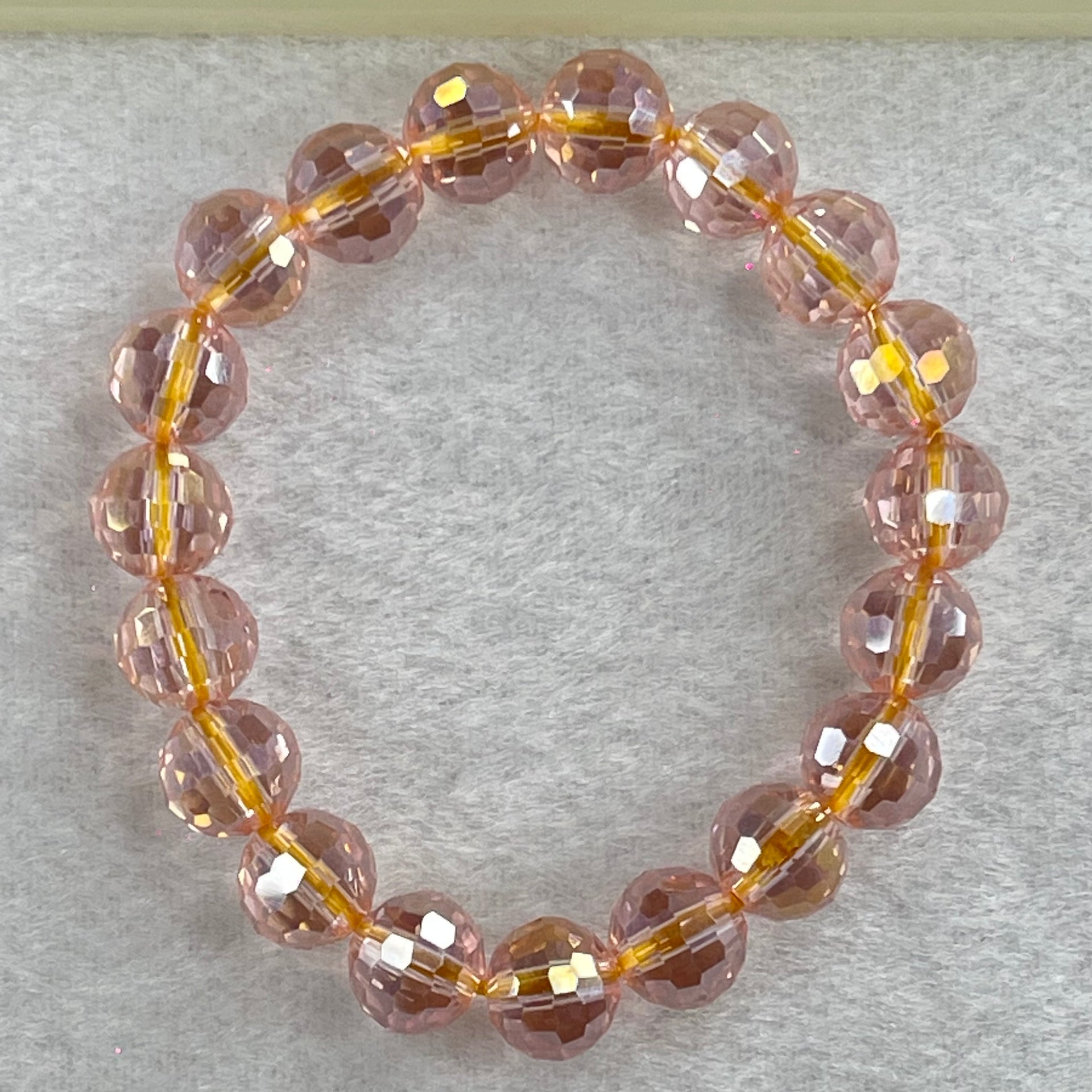 Pink Faceted Crystals Beads Bracelet 20.43g 14.5cm 9.9mm 19 Beads - Huangs Jadeite and Jewelry Pte Ltd