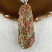 Grand Mater Type A Brownish Red with Green Jadeite Dragon Double Side Pendant 104.37g 81.8 by 1.9 by 22.5mm - Huangs Jadeite and Jewelry Pte Ltd