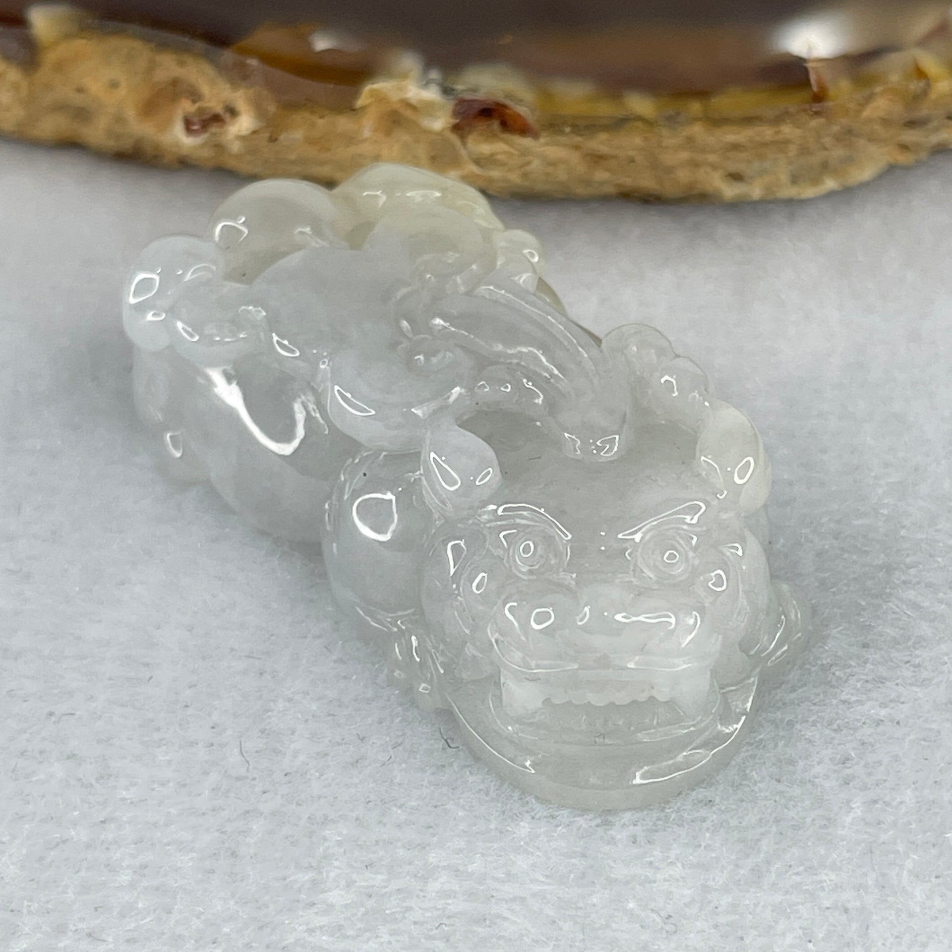 Special Natural Type A Lavender with Yellowish Spot Jadeite Male Pixiu Pendant 22.49g 40.3 by 20.8 by 12.3mm - Huangs Jadeite and Jewelry Pte Ltd
