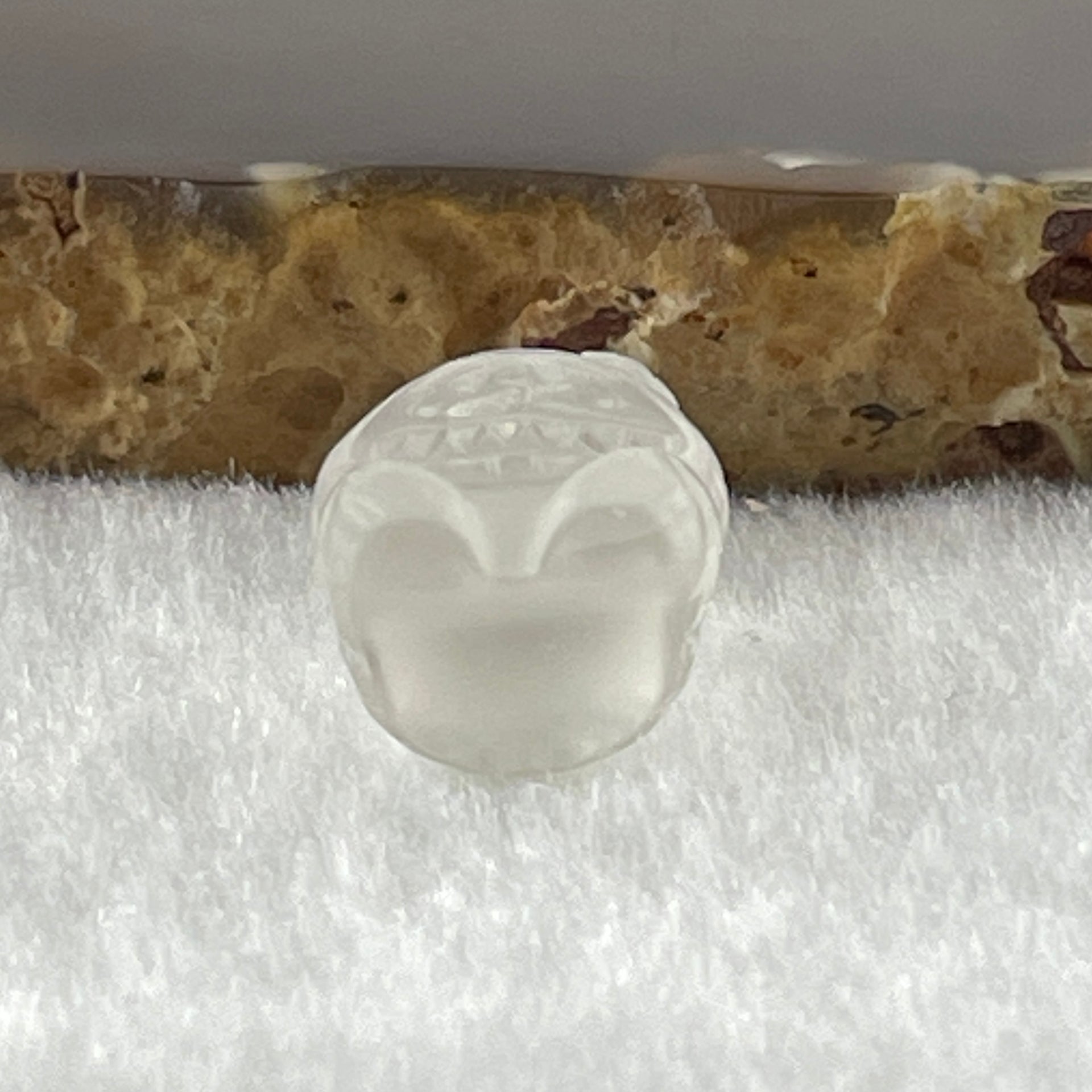 Natural Matt Clear Quartz Labubu Charm Display 3.15g 8.8 by 12.3 by 10.1mm - Huangs Jadeite and Jewelry Pte Ltd