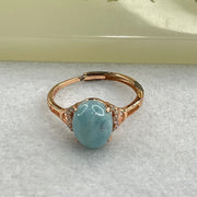 Natural Larimar in S925 Silver Rose Gold Color Ring (Adjustable Size) 2.21g 10.1 by 7.9 by 5.5mm - Huangs Jadeite and Jewelry Pte Ltd