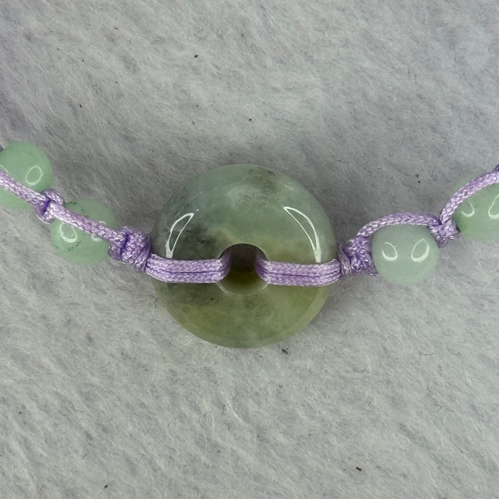 Type A Green with Yellow and Grey Wuji Jadeite Ping An Kou Donut Bracelet 5.64g 15.3 by 7.0mm - Huangs Jadeite and Jewelry Pte Ltd