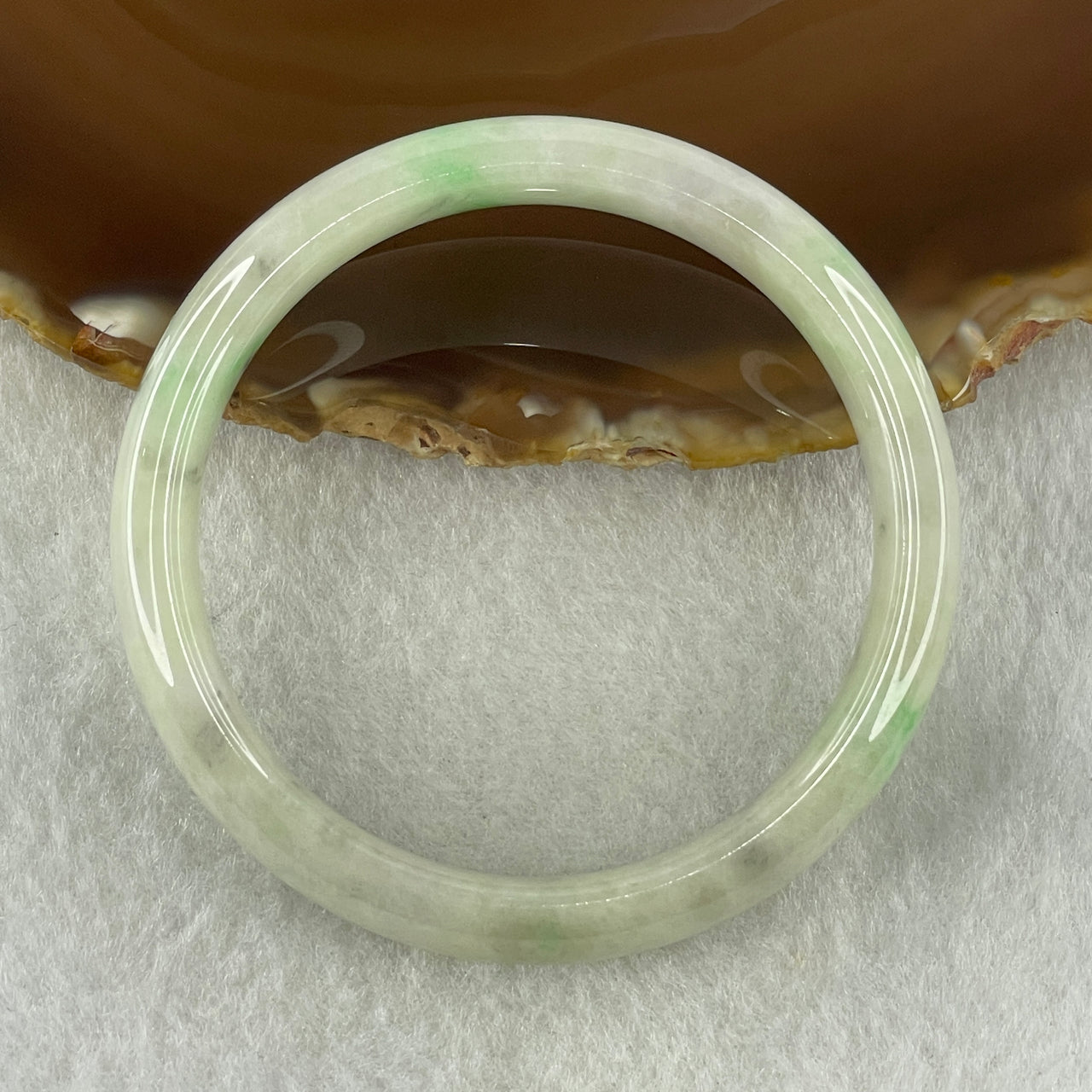 Type A Natural Green with Lavender Jadeite Bangle 33.91g Inner Diameter 51.0mm 10.9 by 7.0mm (Slight Internal Lines) - Huangs Jadeite and Jewelry Pte Ltd