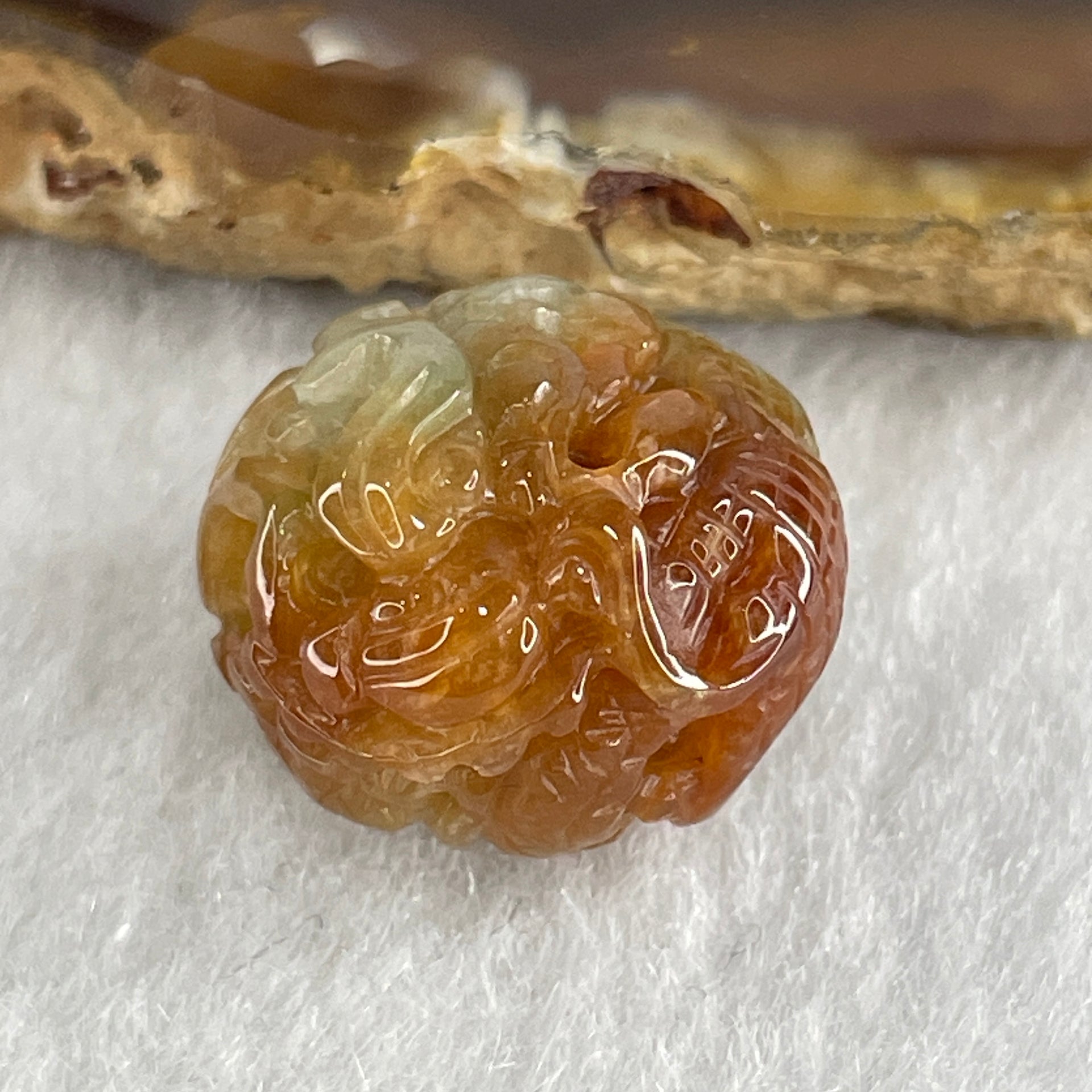 Natural Type A Reddish Brown with Light Green Jadeite Dragon Charm 6.00g 16.6 by 15.9 by 14.1mm - Huangs Jadeite and Jewelry Pte Ltd