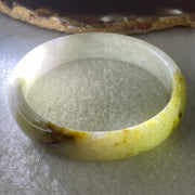 Natural Type Light Lavender with Yellowish Green Jadeite Oval Bangle 37.93g Inner Diameter 55.7mm 12.8 by 6.0mm (Slight External Rough) - Huangs Jadeite and Jewelry Pte Ltd
