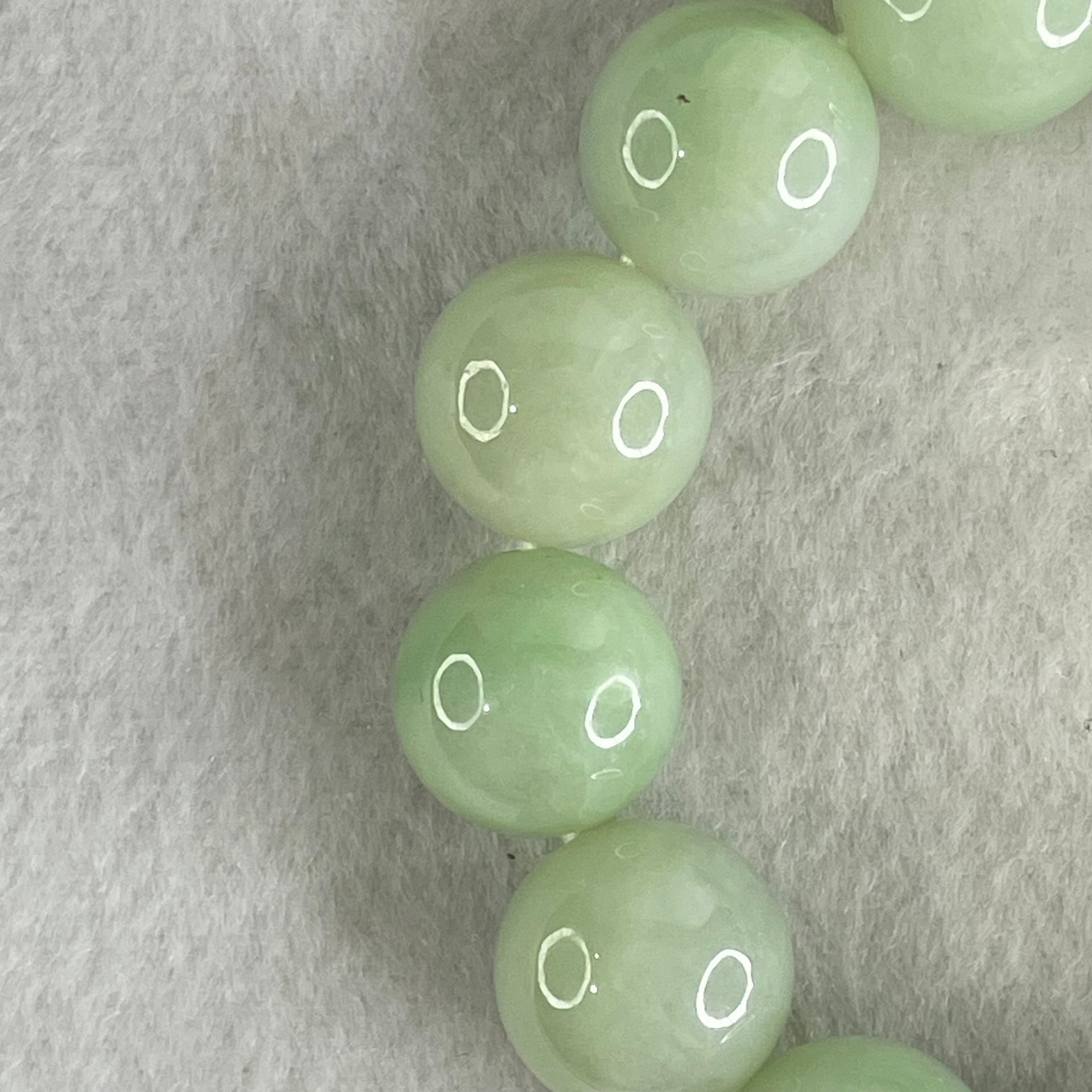 Type A Light Green Jadeite Beads Bracelet 88.62g 15.5cm 15.8mm 13 Beads (Slight Internal Lines) - Huangs Jadeite and Jewelry Pte Ltd