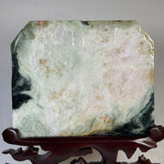 Natural Type A Light Green Light Lavender with Dark Green Patches Jadeite 8 Prosperity Horses with Wooden Stand Display 9,352.7g 275.0 by 100.0 by 360.0mm - Huangs Jadeite and Jewelry Pte Ltd