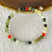 Type A Mixed Color Jadeite and Red Agate Beads Bracelet 6.18g 13.5cm 5.4mm 36 Beads - Huangs Jadeite and Jewelry Pte Ltd