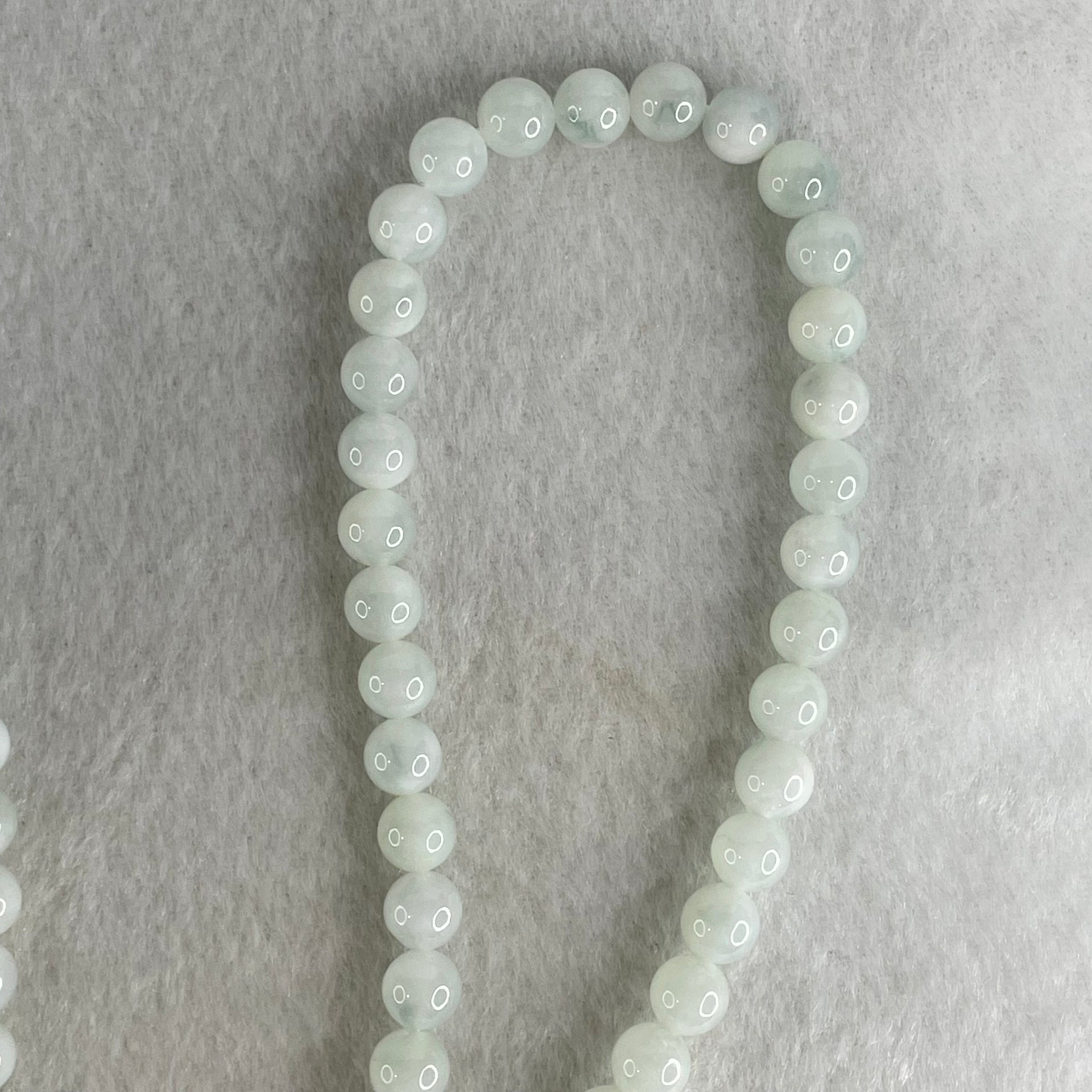 Type A White to Faint Blue Jadeite Beads Necklace 60.62g 66cm 7.0mm 98 Beads - Huangs Jadeite and Jewelry Pte Ltd