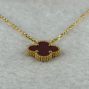 (Pre-Love) Van Cleef & Arpels VCA Vintage Alhambra Pendant Necklace 18K yellow gold Carnelian 5.46g 42cm - Huangs Jadeite and Jewelry Pte Ltd