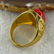 Natural Red Agate in 9999 Gold Plated Ring (Adjustable Size) 12.43g 17.6 by 13.2 by 5.5mm - Huangs Jadeite and Jewelry Pte Ltd