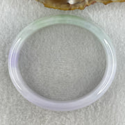 Type A Natural Jelly Lavender Light Green Jadeite Oval Bangle 31.54g Inner Diameter 53.6mm 12.0 by 5.9mm (Internal Lines) - Huangs Jadeite and Jewelry Pte Ltd