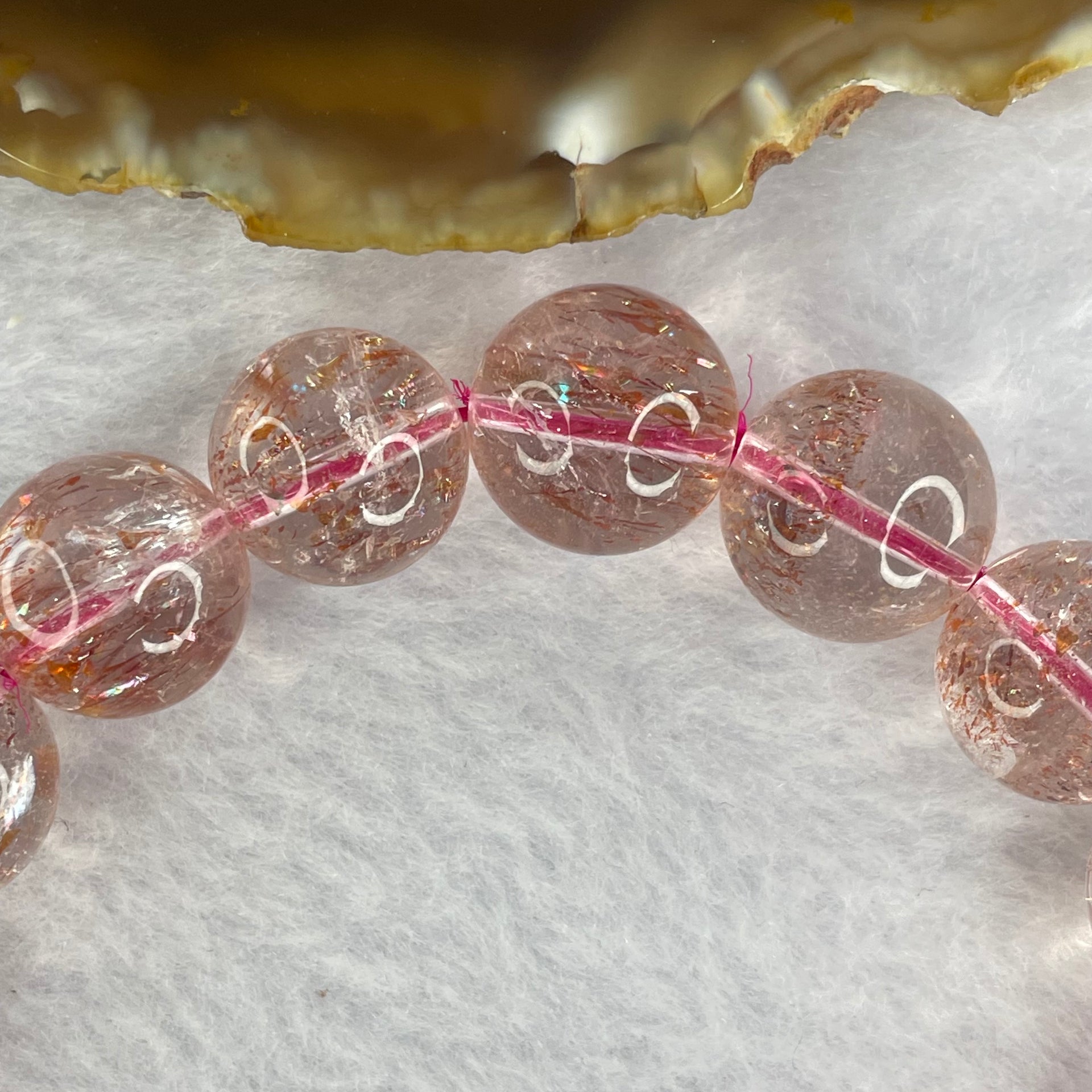 Natural Strawberry Quartz Bracelet 52.46g by 13.4mm by 16 Beads - Huangs Jadeite and Jewelry Pte Ltd