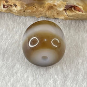 Natural Powerful Tibetan Old Oily Agate 1 Line Dzi Bead Heavenly Master (Tian Zhu) 1.87g 9.8 by 10.9mm - Huangs Jadeite and Jewelry Pte Ltd