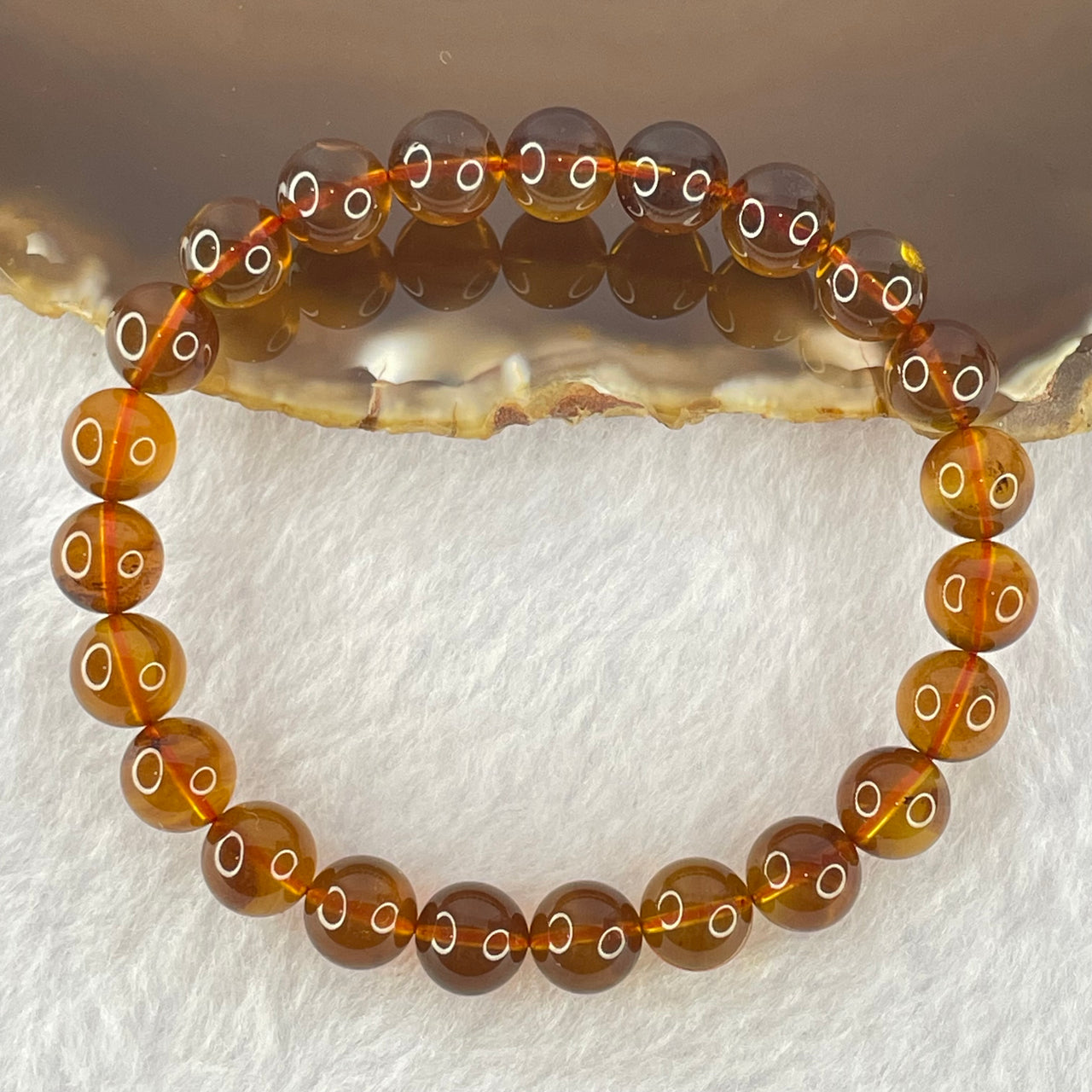Natural Purple Honey Amber Beads Bracelet 天然紫蜜琥珀手链 6.00g 15cm 7.9mm 23 Beads - Huangs Jadeite and Jewelry Pte Ltd