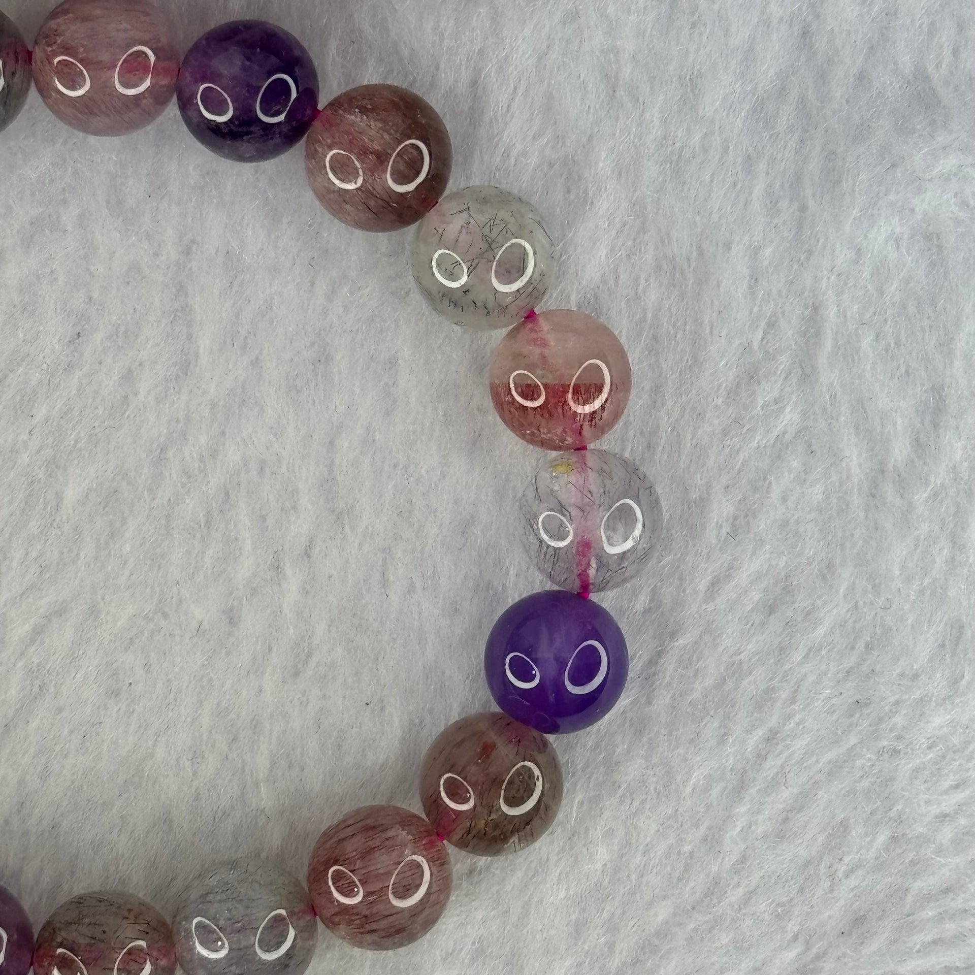 Natural Super 7 Beads Bracelet 22.55g 16cm 9.3mm 21 Beads - Huangs Jadeite and Jewelry Pte Ltd